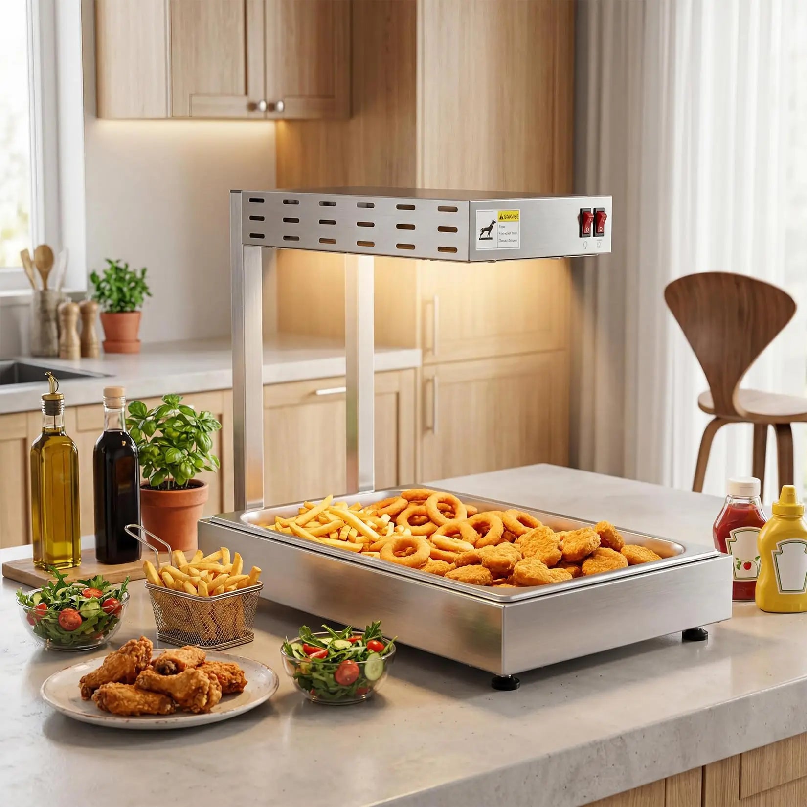 Adoolla Countertop Infrared Food Warmer Lamp Station With Stainless Steel Base by S And B Enterprise