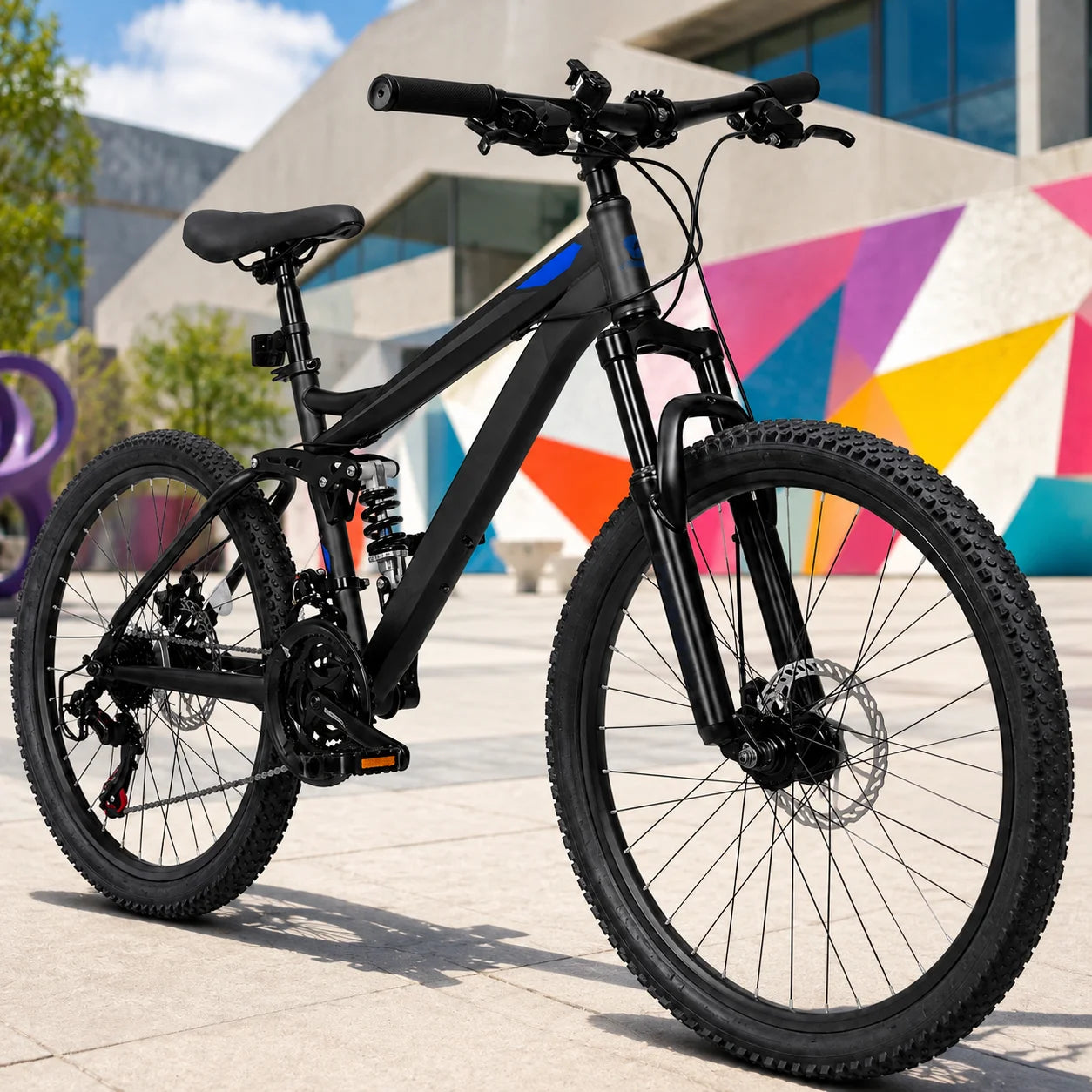 Unisex Full Suspension Mountain Bike 21-Speed With Disc Brakes