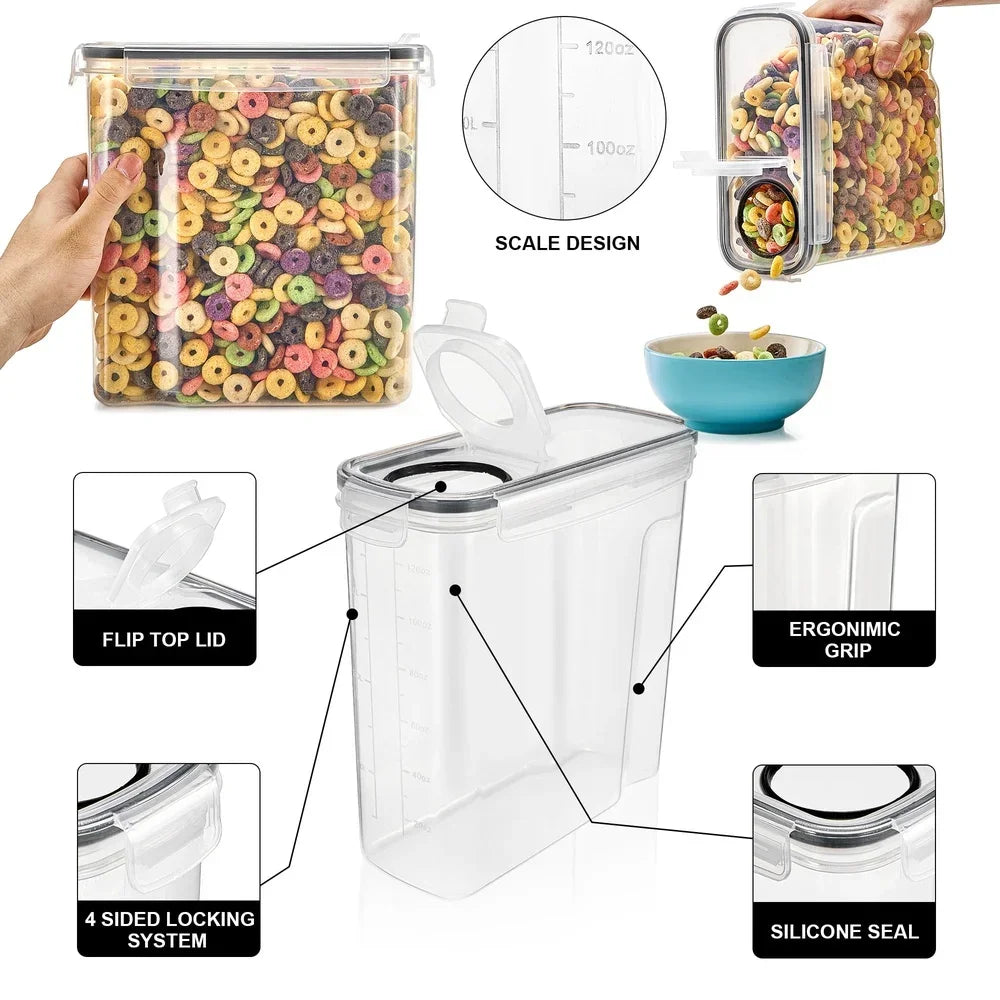 Clear Plastic Cereal Dispenser With Pour Spout Pantry Storage