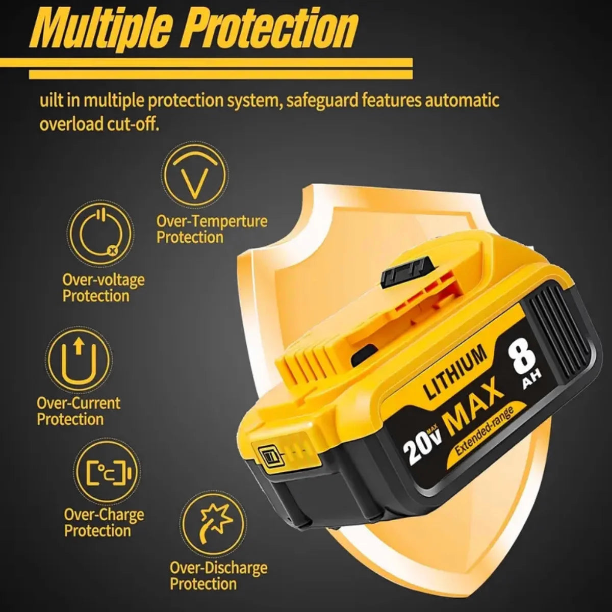 Blawhi 20V 8.0Ah Li-Ion Replacement Battery for Dewalt Tools