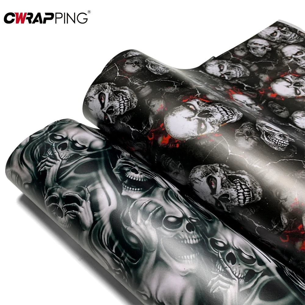 Skull Cartoon Car Sticker Vinyl Wrap For Cars And Motorcycles