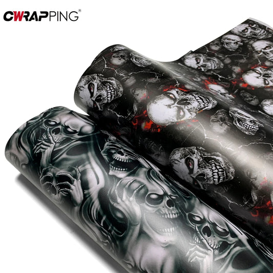 Skull Cartoon Car Sticker Vinyl Wrap For Cars And Motorcycles
