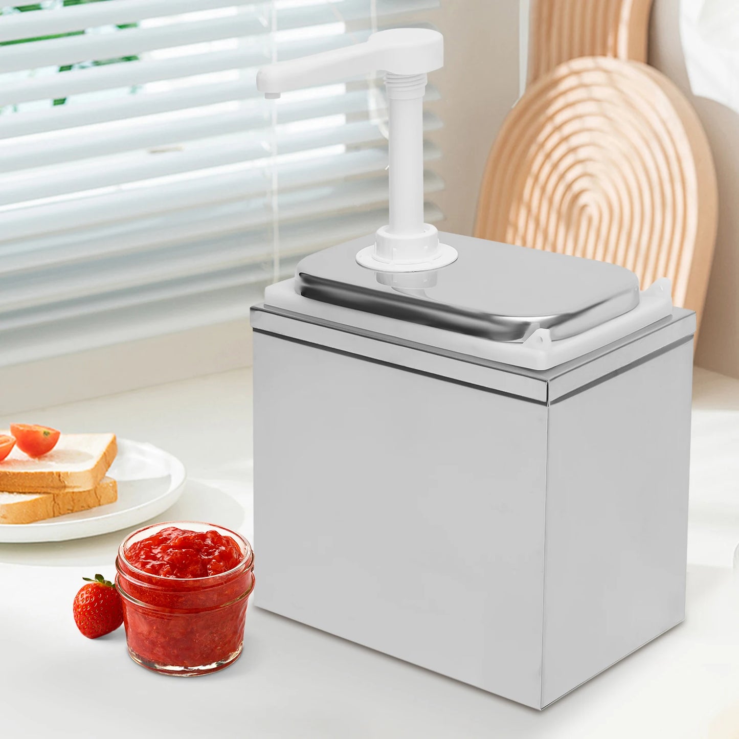 Countertop Condiment Pump Dispenser, 2.11QT Dual Layer Outer Shell Smooth Edge Replacement Pump Head, Quick Rebound Anti-leak Lightweight Portable Design, Hotel Restaurant Syrup Honey Jam Holder by S And B Enterprise