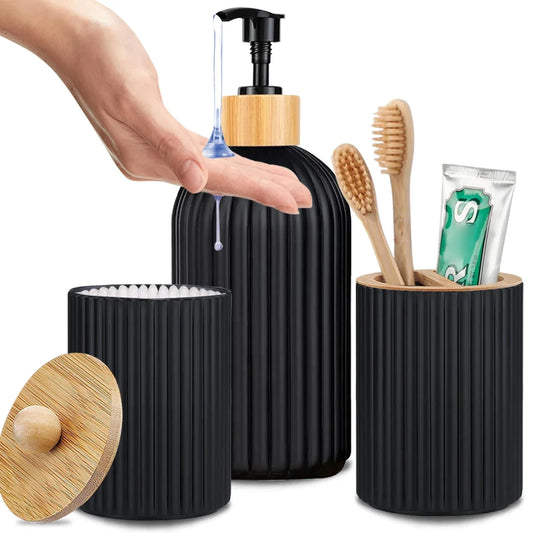 Bathroom Countertop Hand Soap Dispenser And Cotton Ball Organizer