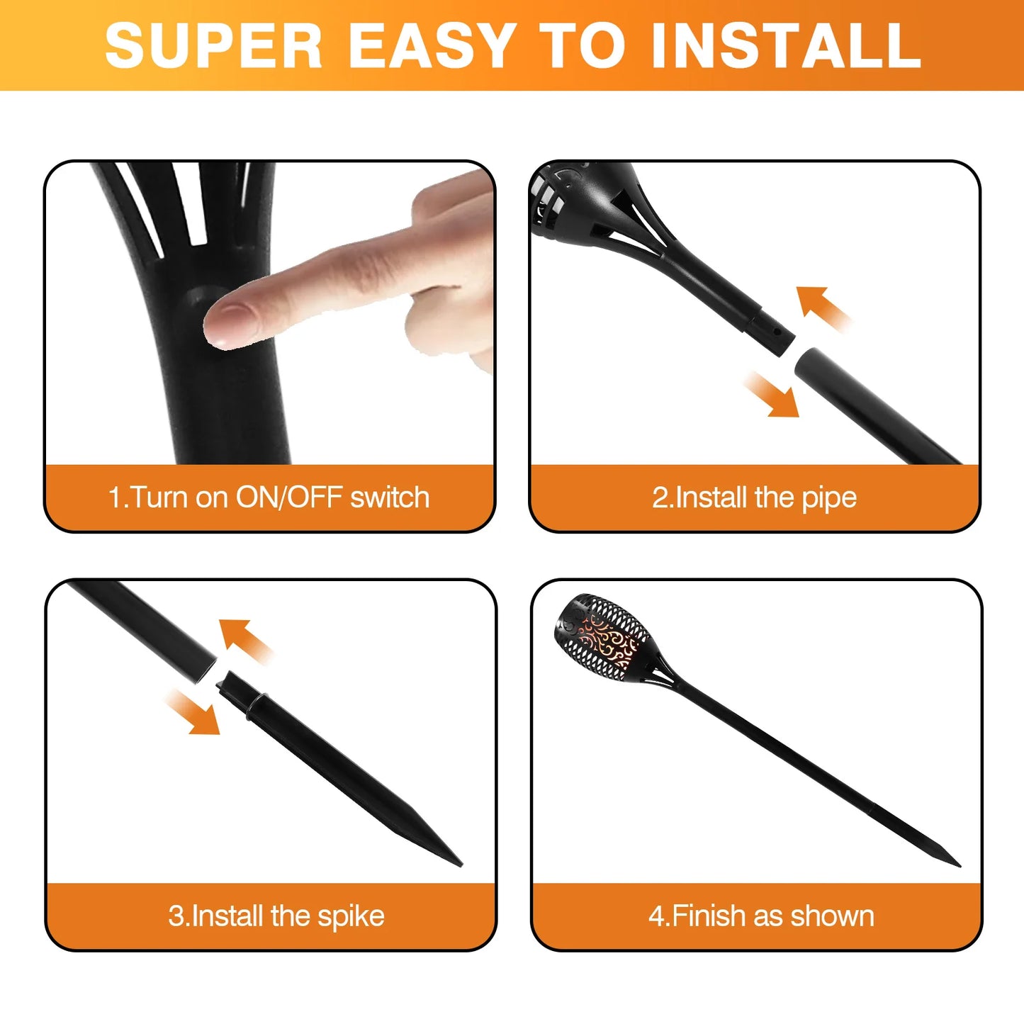 Solar Torch Lights Outdoor 96 LED Pathway Landscape Lighting