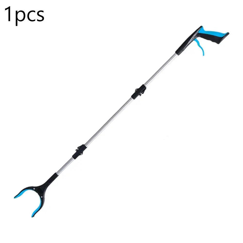 Flexible folding reacher grabber tool with aluminum shaft and blue accents by S And B Enterprise