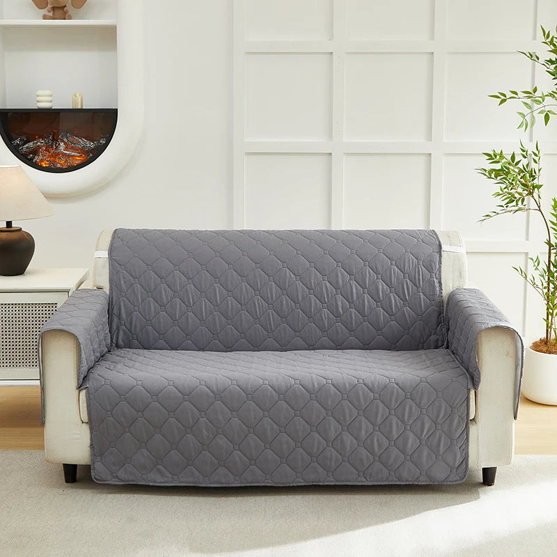 XM-Luvetoria integrated sofa cover, quilted gray protector for 1/2/3 seater sofa by S And B Enterprise
