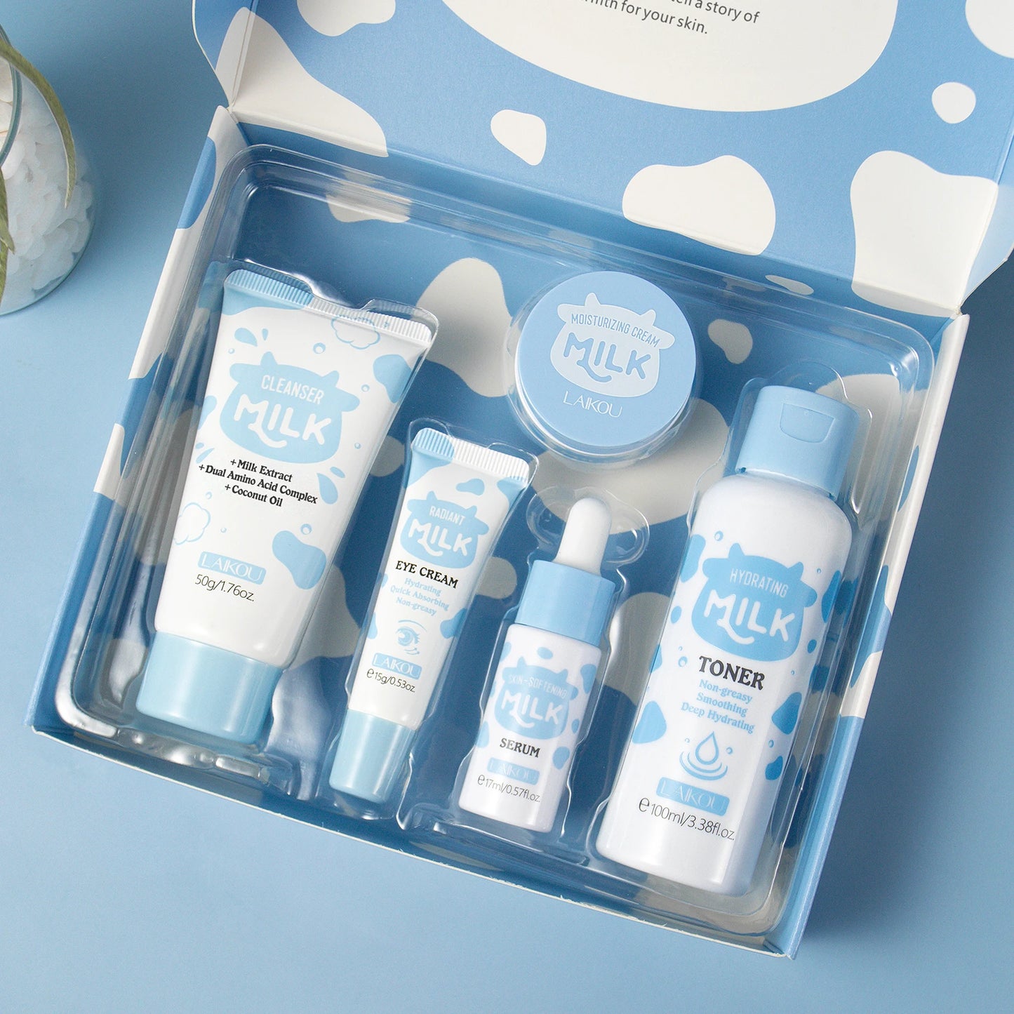 LAIKOU Milk Glowing Skincare Set Hydrating Brightening Facial Care