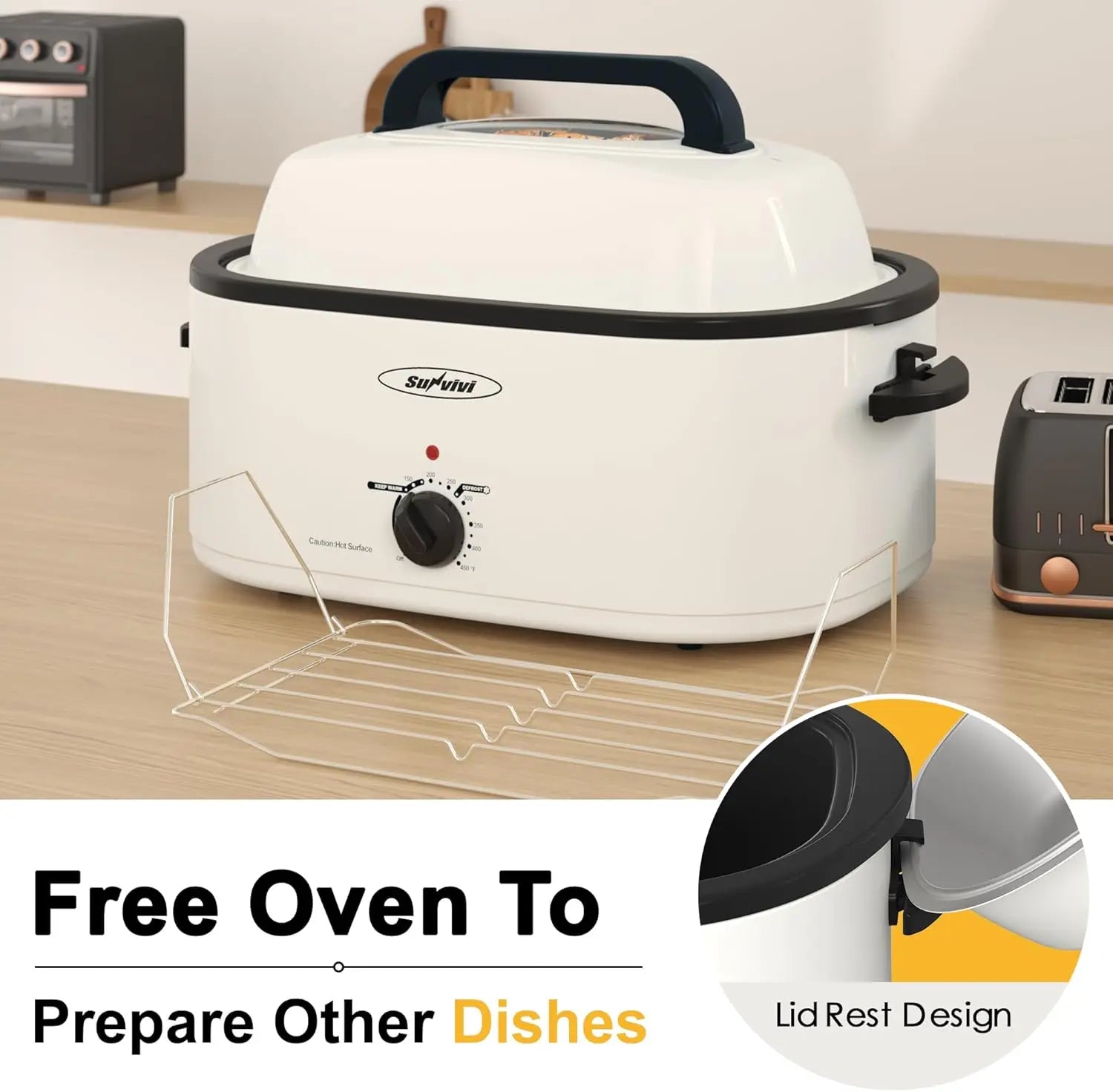 XMSJ Electric Roaster Oven With Viewing Lid Cool Touch Exterior by S And B Enterprise