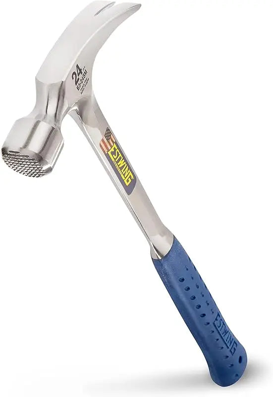 Framing hammer Estwing 30 oz long-handle straight rip claw with milled face and blue shock-reduction grip