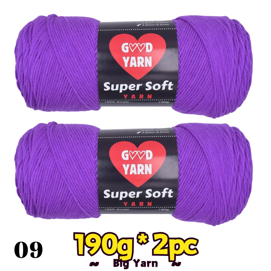 Two purple velvet yarn balls, 190g each, S And B Enterprise Super Soft acrylic yarn