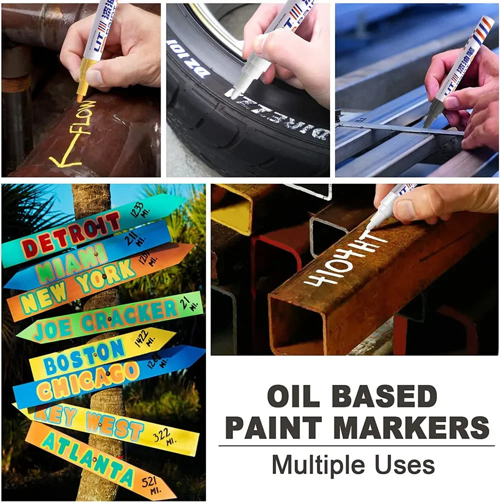 3mm 10p Colorful 8 Colors Permanent Paint Marker Waterproof White Markers tire tread rubber fabric Paint metal Paint Marker Pens by S And B Enterprise