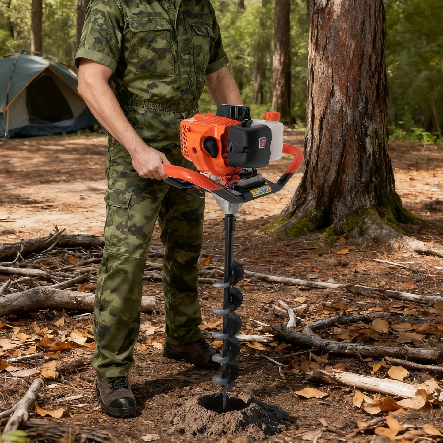 Gas Powered Post Hole Digger With Carbon Steel Bits by S And B Enterprise