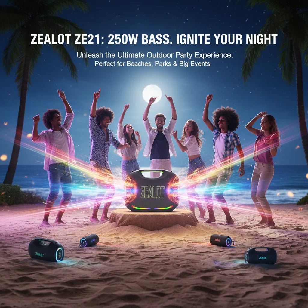 ZEALOT-ZE21 400W Big Power Wireless Bluetooth Peaker Outdoor Portable 48000mAh Long Battery With RGB Color Lights TWS Subwoofer High Volume Waterproof Bluetooth Speaker by S And B Enterprise