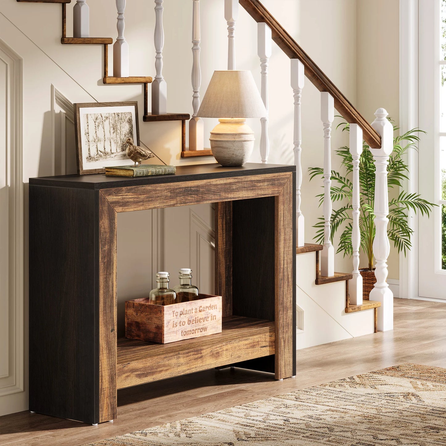 Tribesigns Rustic Wood Console Table With Storage Hallway Easy Assembly by S And B Enterprise