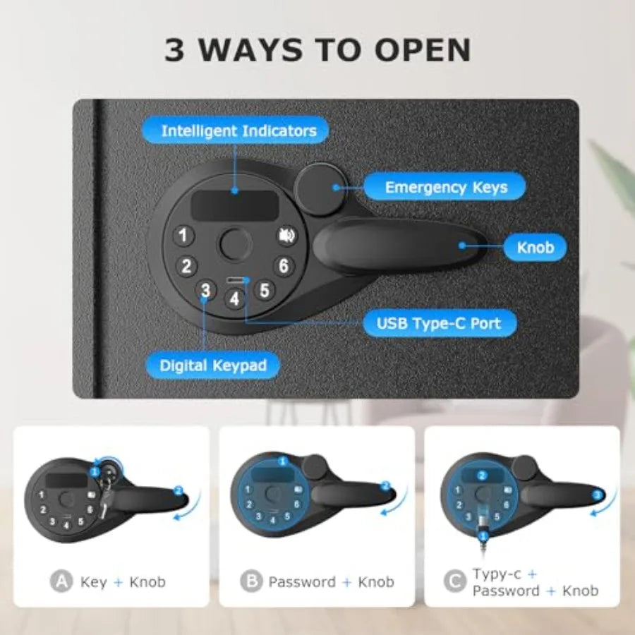 Electronic Keypad Safe Box With Removable Shelf For Valuables