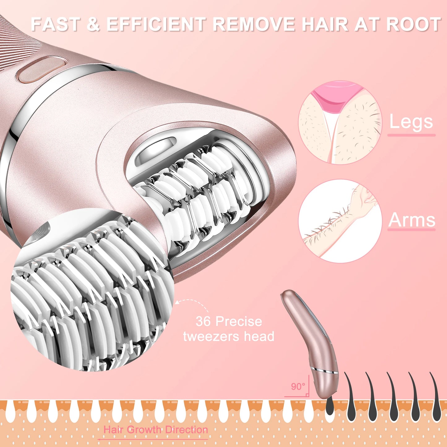 Surker 3-In-1 Hair Remover Epilator LED Rechargeable Battery