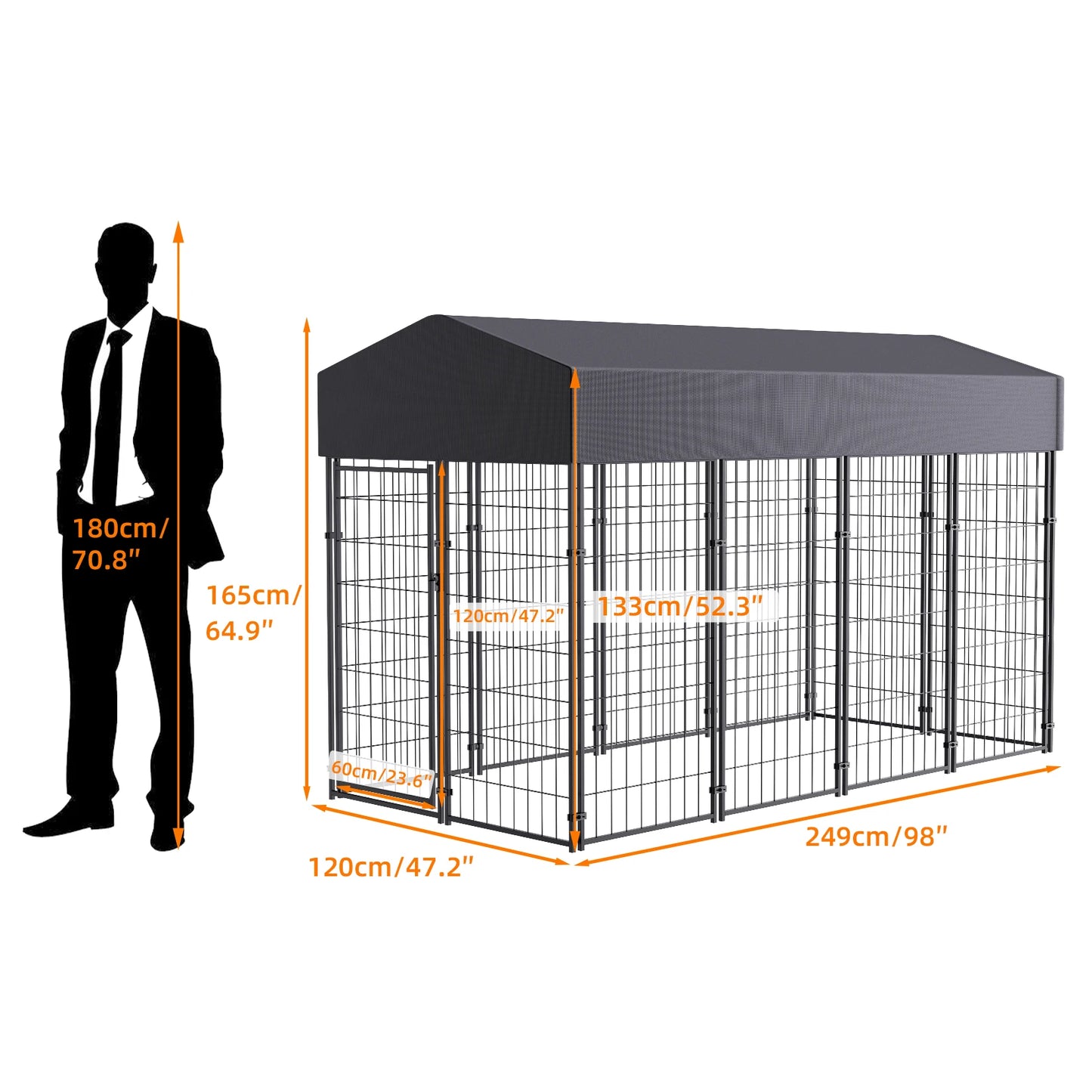 Oversized Large Dog Kennel Outdoor with Anti-UV Waterproof Cover Dog Playpen House Fence Pet Crate Metal Welded Wire by S And B Enterprise