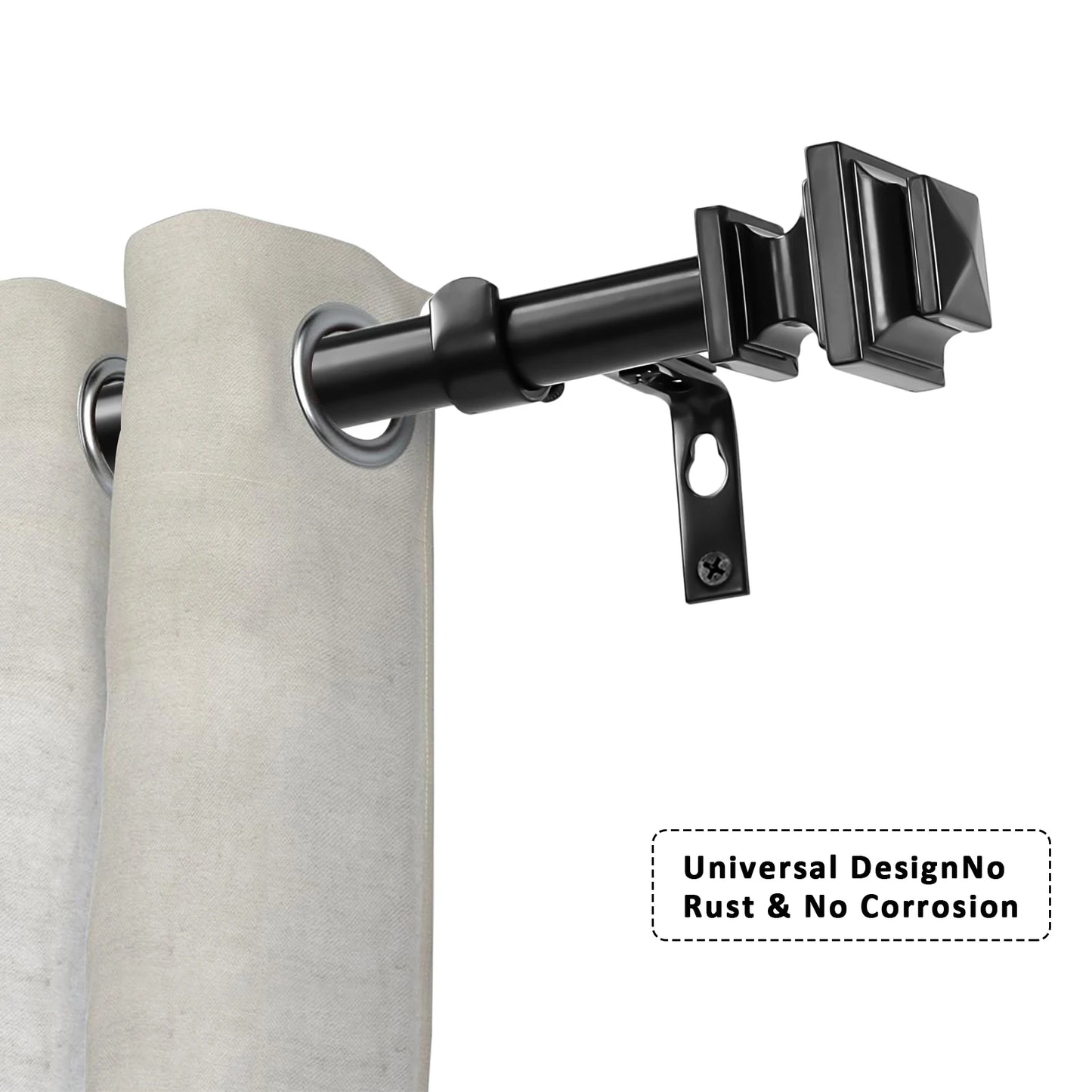 NONECN Adjustable Heavy Duty Curtain Rod Set With Telescopic Design