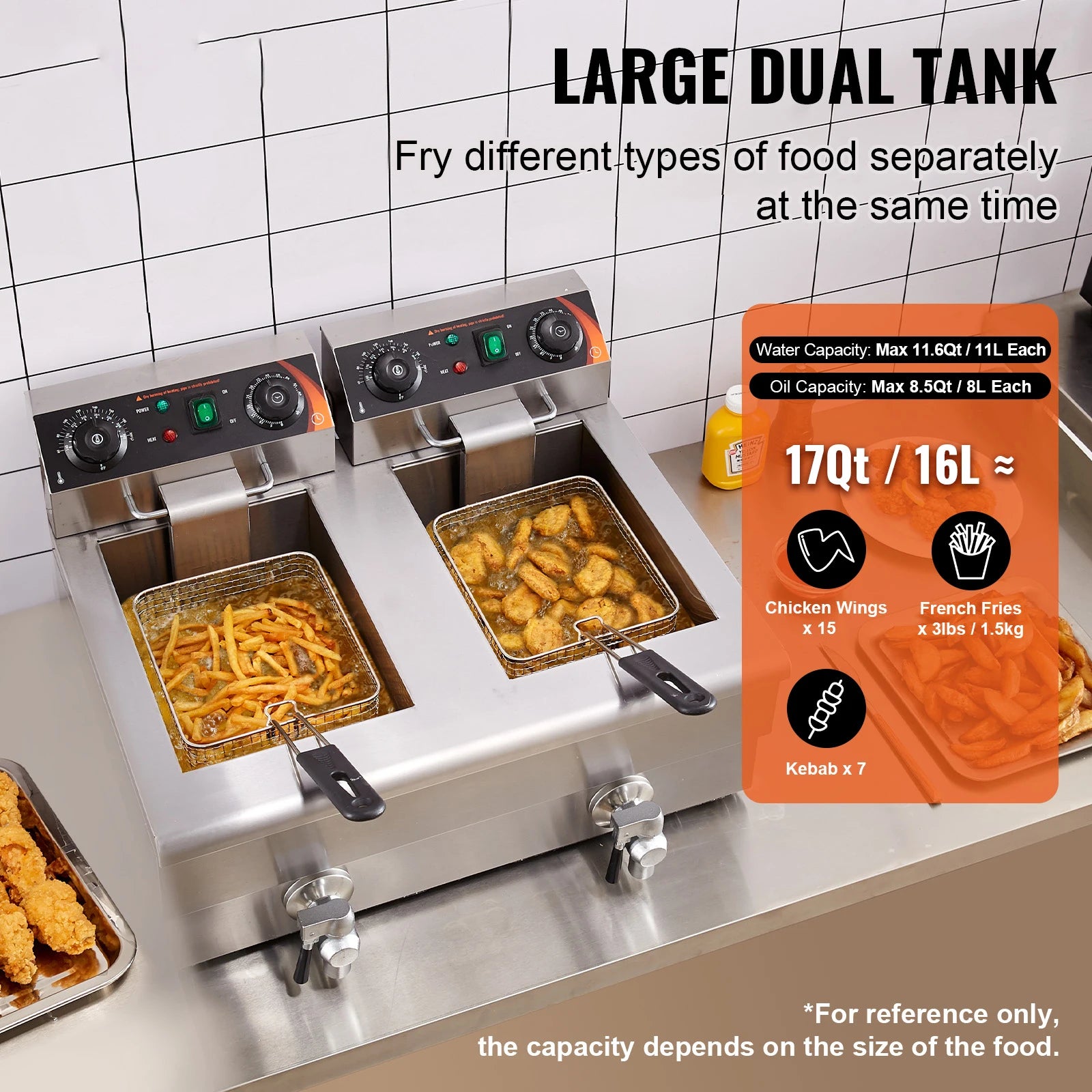 SucceBuy Electric Deep Fryer With Dual Removable Tanks by S And B Enterprise