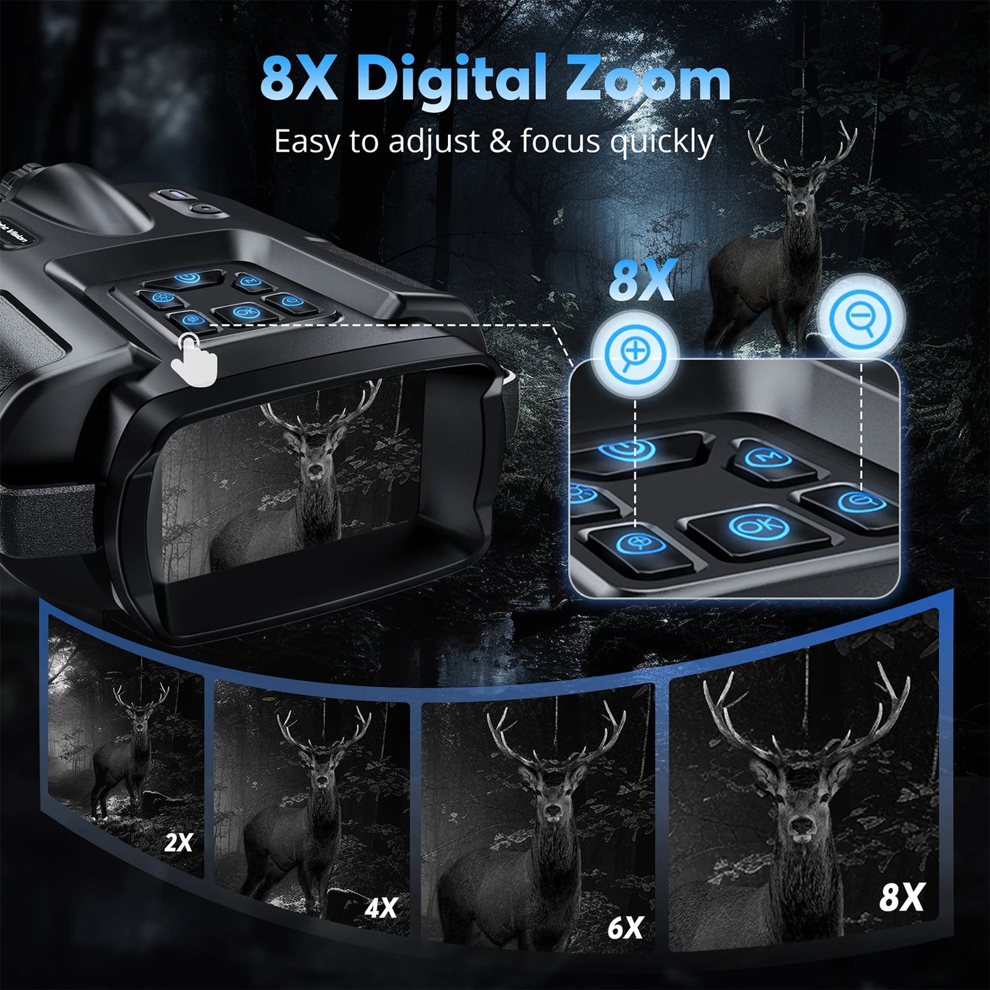 USB Rechargeable 4K Night Vision Binoculars Infrared