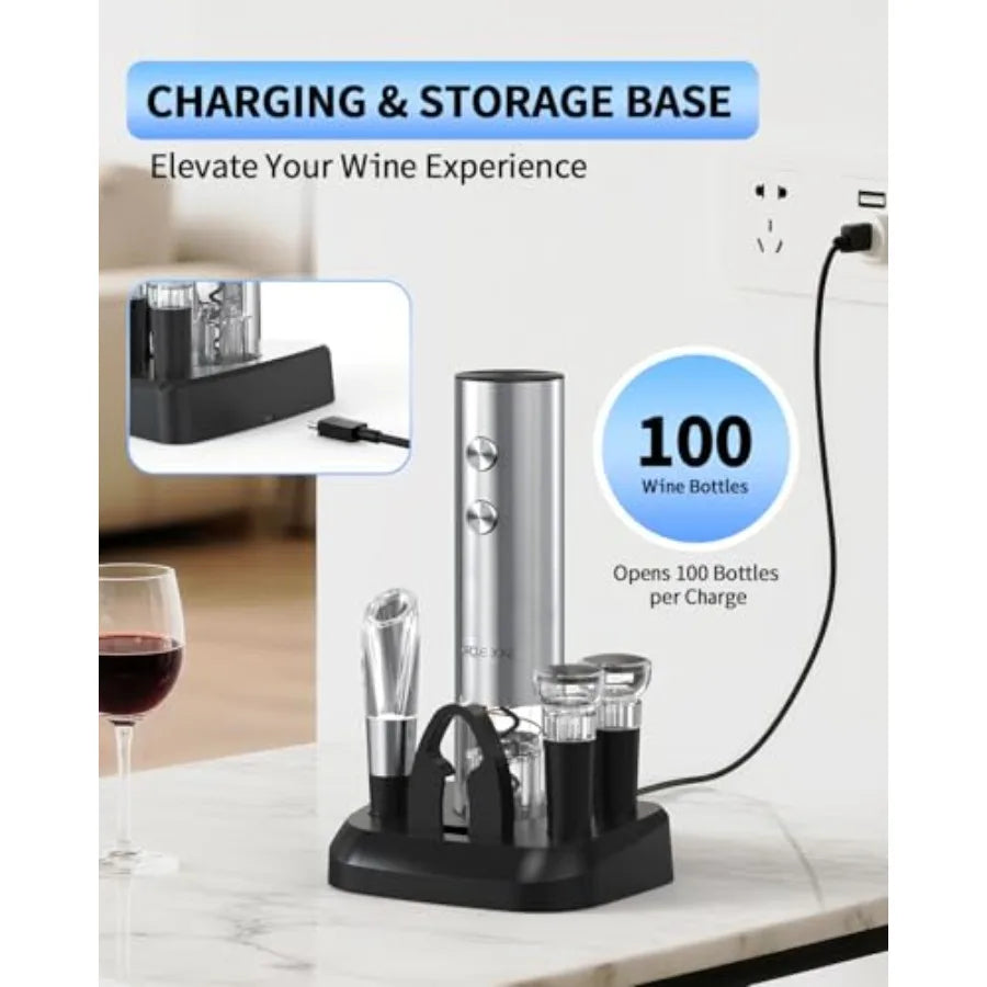 Electric Stainless Steel Wine Opener Rechargeable Automatic Bottle Opener 7 In 1 by S And B Enterprise