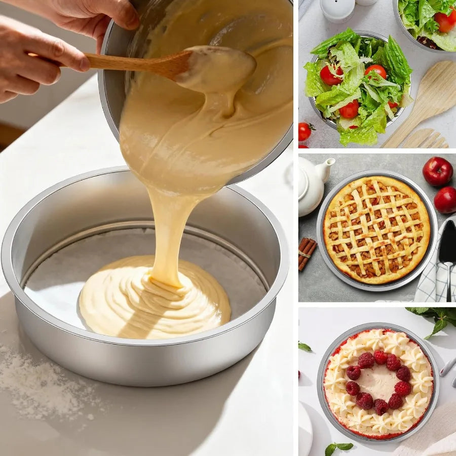 SHXI Stainless Steel Cake Pan Set Round Baking Pans