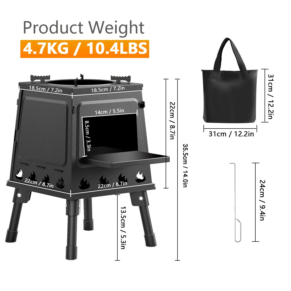 Portable Wood Burning Camp Stove Cast Iron For Outdoor Camping by S And B Enterprise