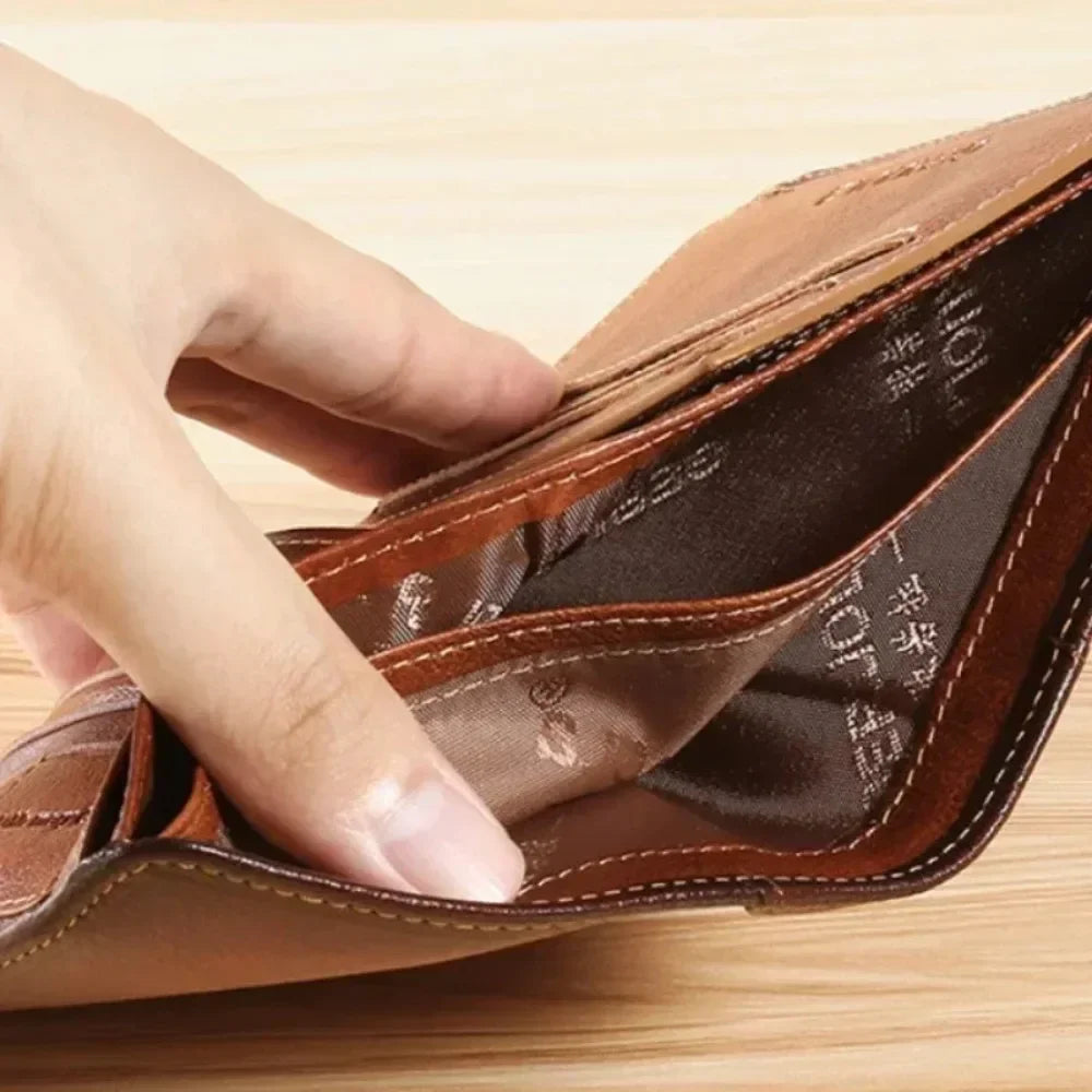HEONYIRRY Genuine Leather RFID Blocking Trifold Wallet For Men