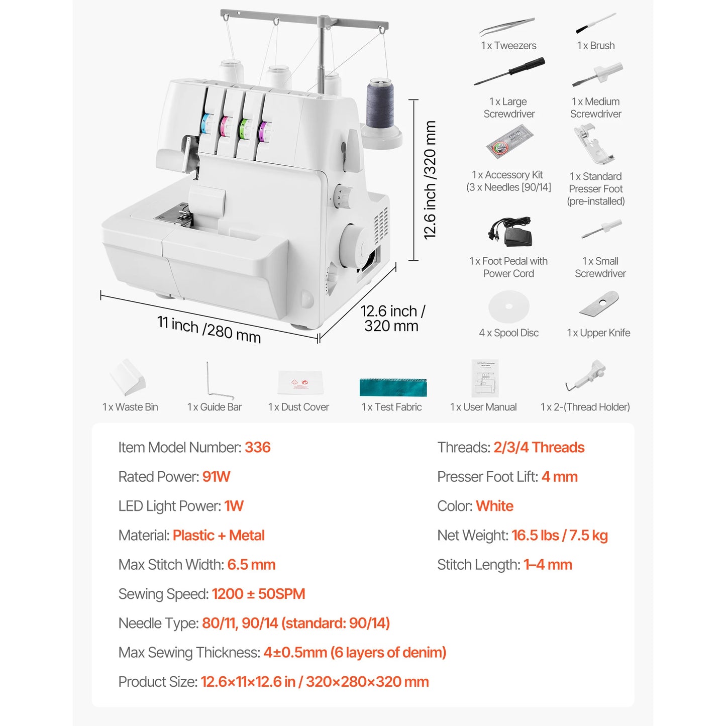 SucceBuy Serger Overlock Sewing Machine 1250 SPM 2-3-4 Thread by S And B Enterprise