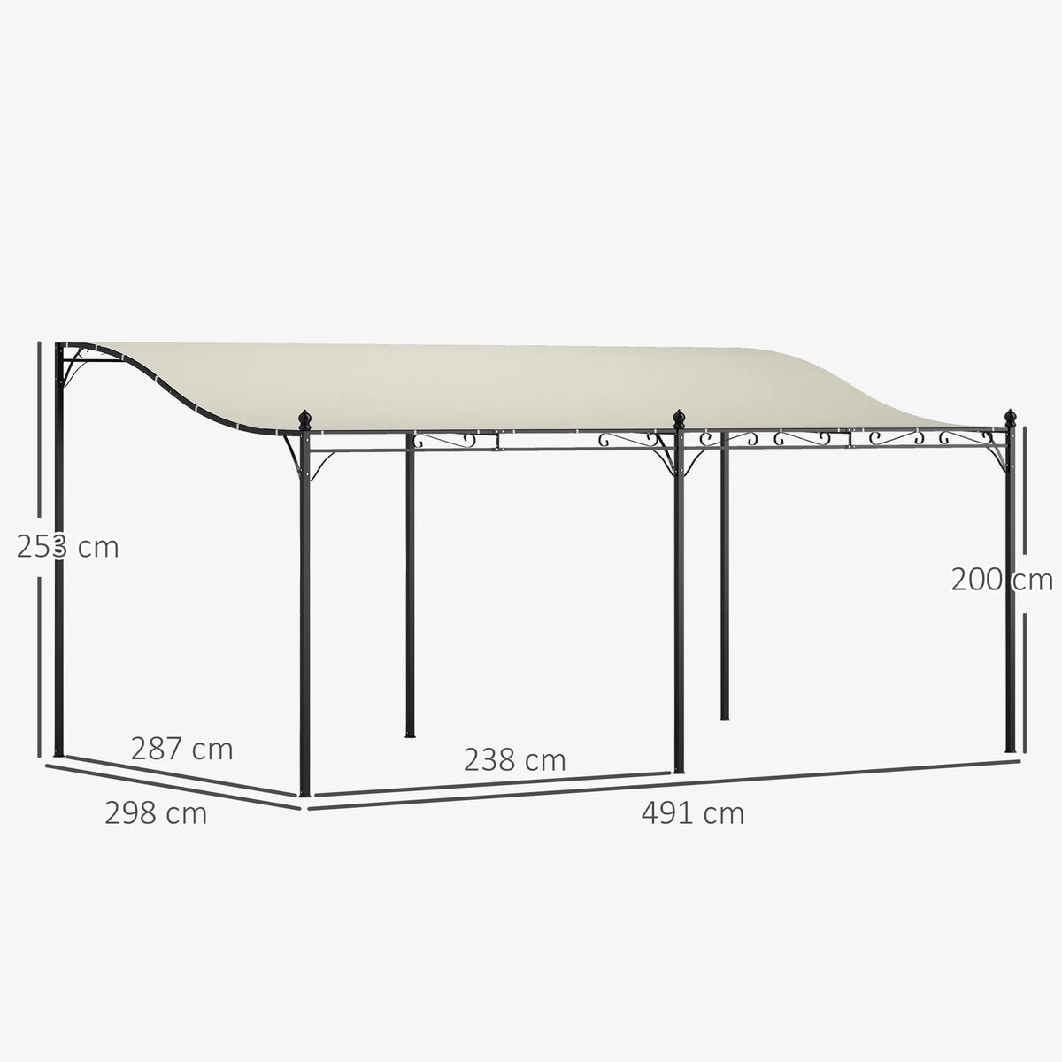 S And B Enterprise 10' x 16' cream white outdoor metal pergola canopy