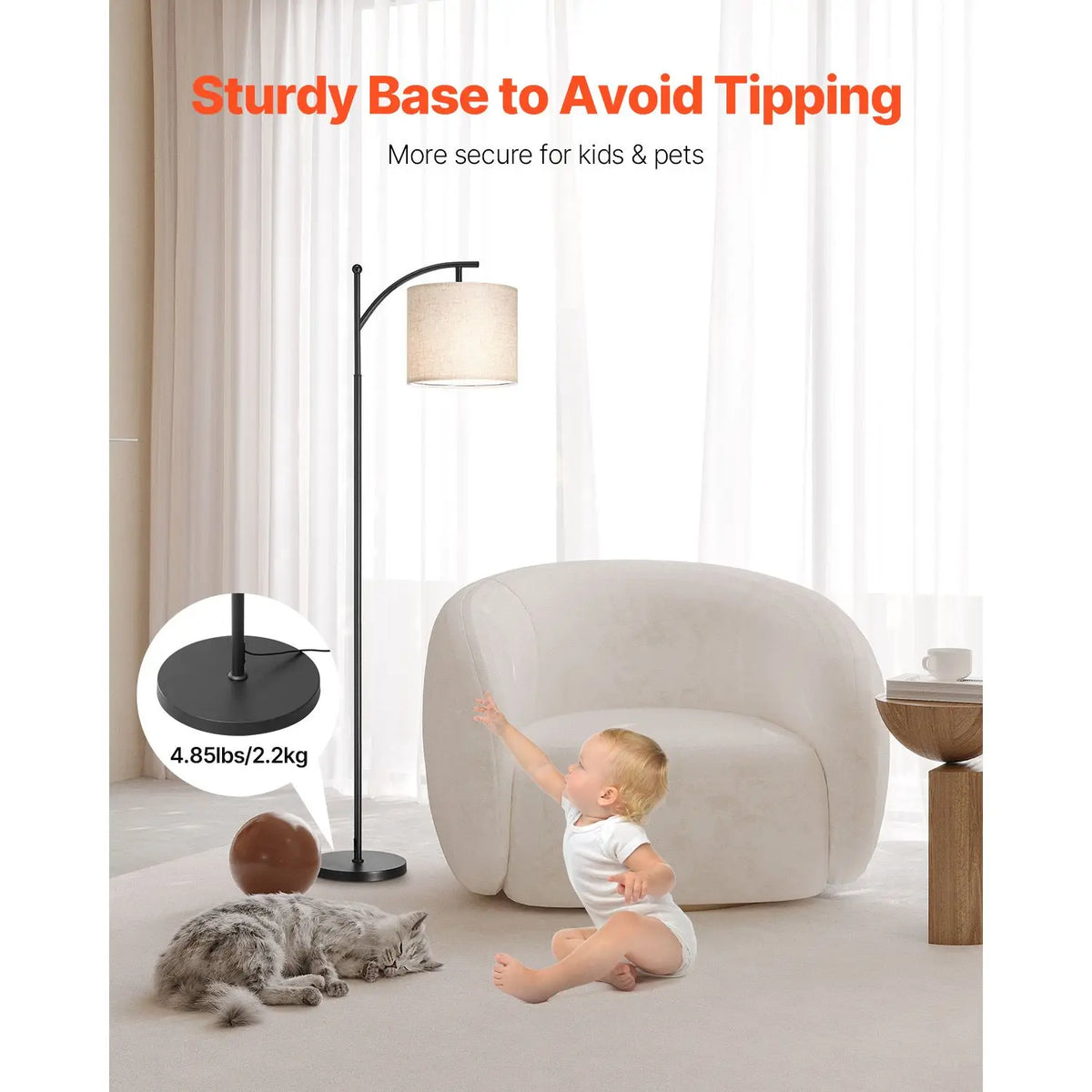 S And B Enterprise dimmable floor lamp with remote; black metal finish, adjustable color temperature and brightness, LED bulb and lampshade included