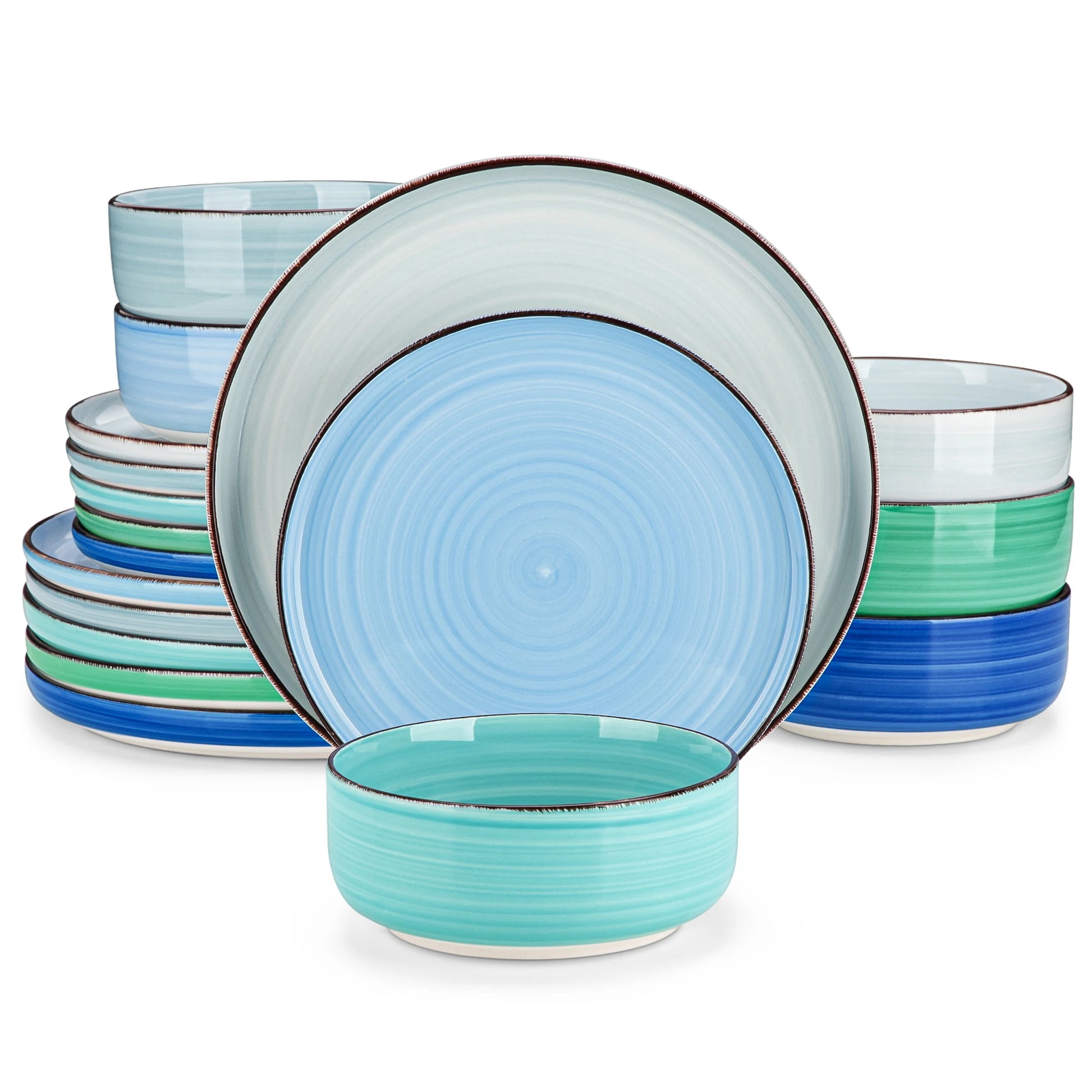 MALACASA Ceramic Dinnerware Set Handpainted Spiral Pattern by S And B Enterprise
