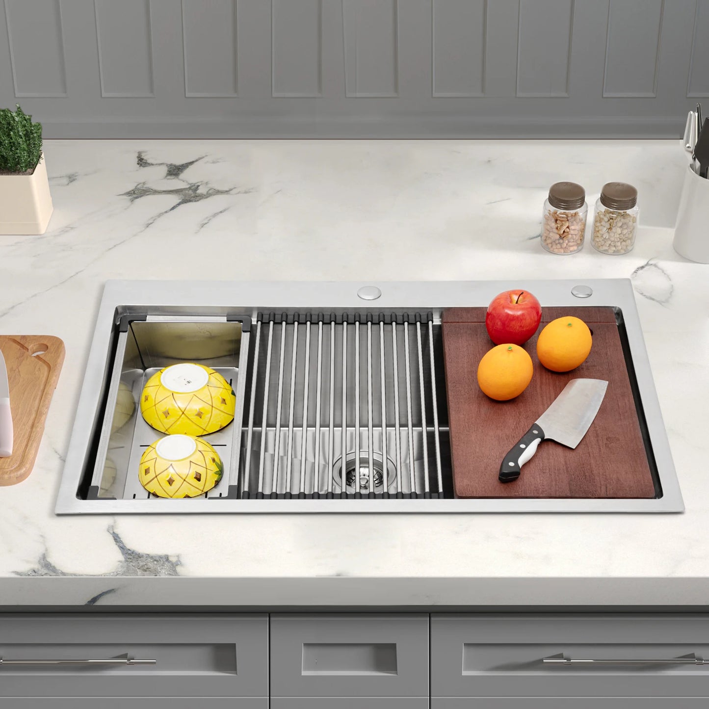 Bymaocar 304 Stainless Steel Kitchen Sink Drop In Single Bowl