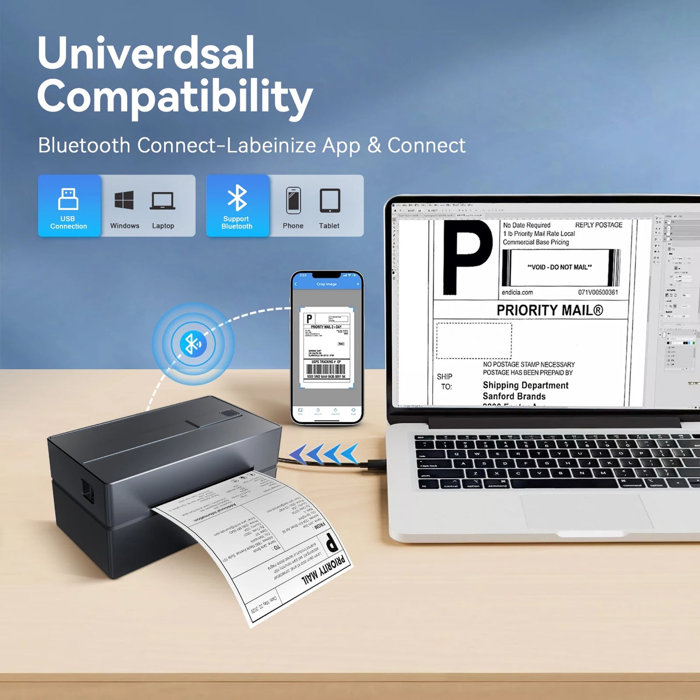 TakeYou Thermal Label Printer Portable No Ink USB Bluetooth 203DPI by S And B Enterprise