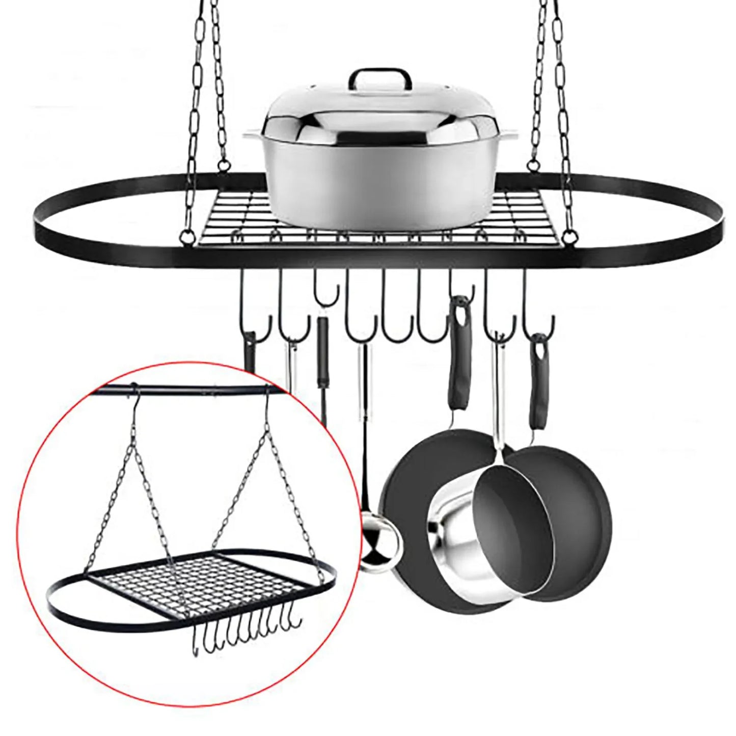 Iron Kitchen Wall Mounted Pot And Pan Rack With Hooks by S And B Enterprise