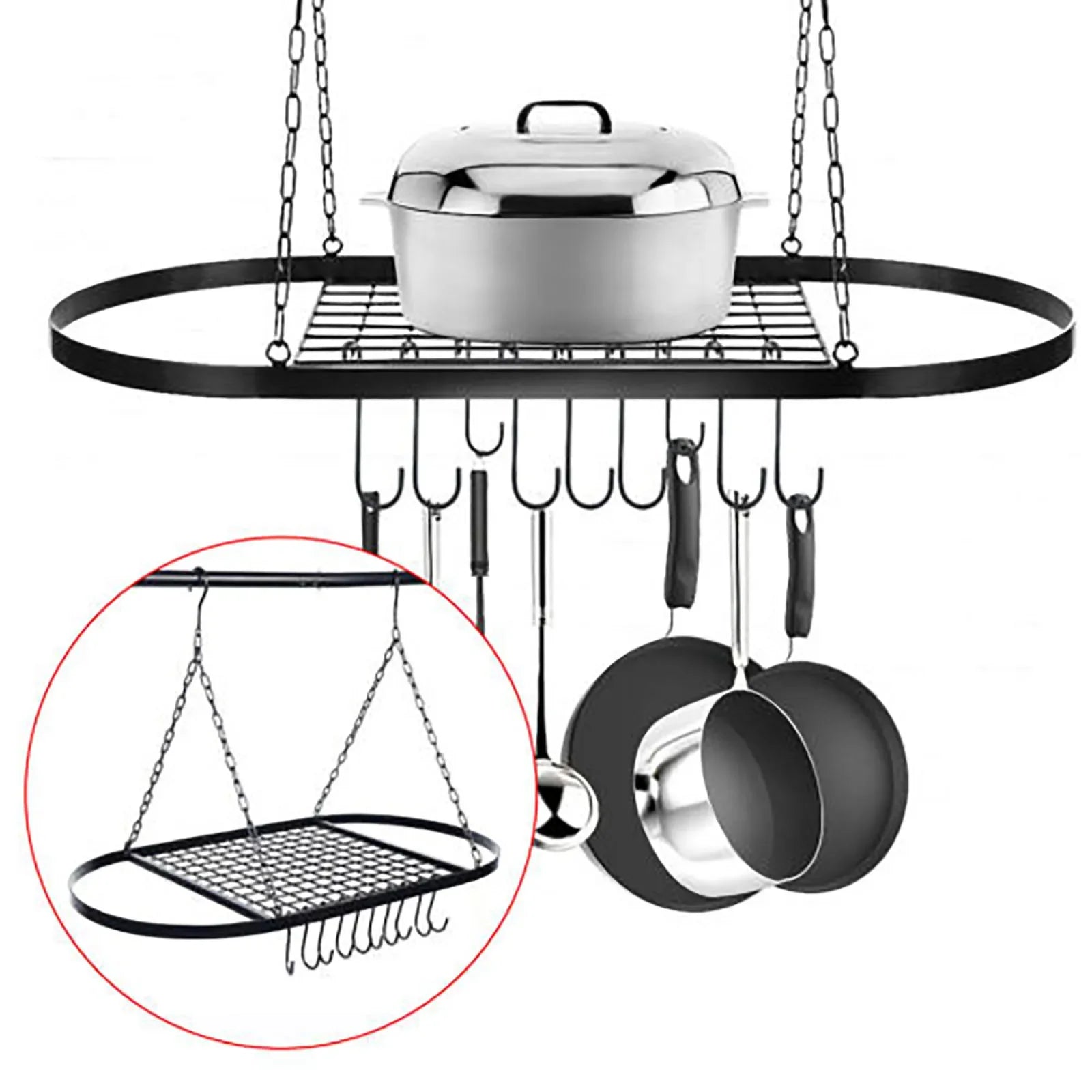 Iron Kitchen Wall Mounted Pot And Pan Rack With Hooks by S And B Enterprise