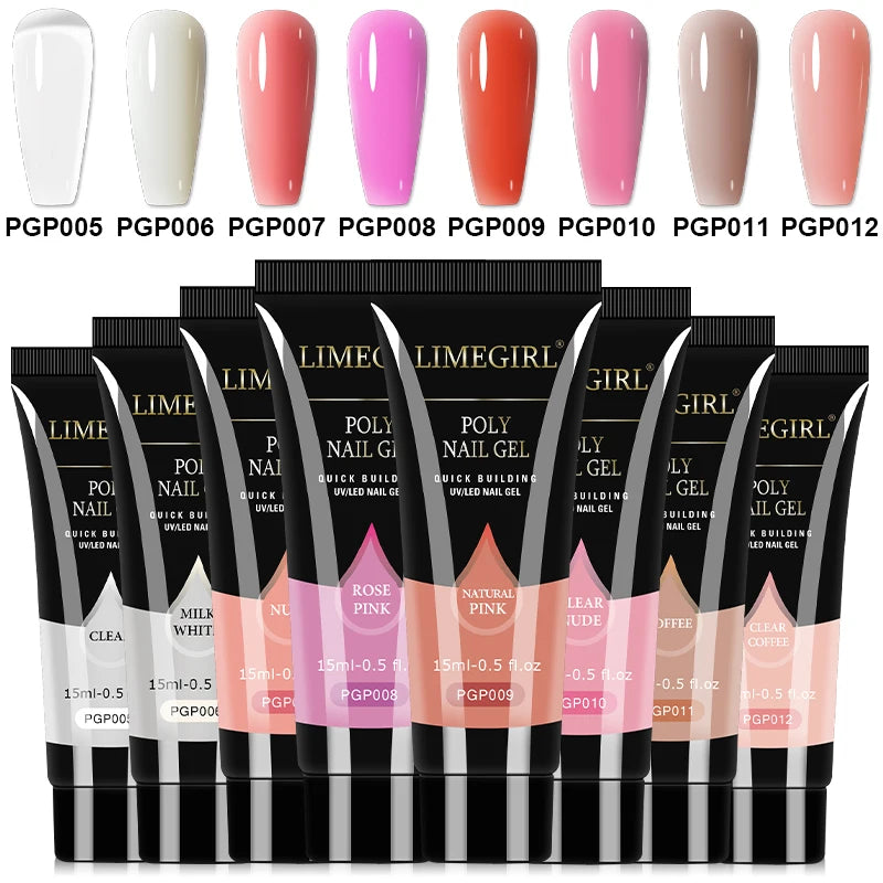 Poly Extension Gel Nail Set 8Pcs 15ml Fast Builder Gel
