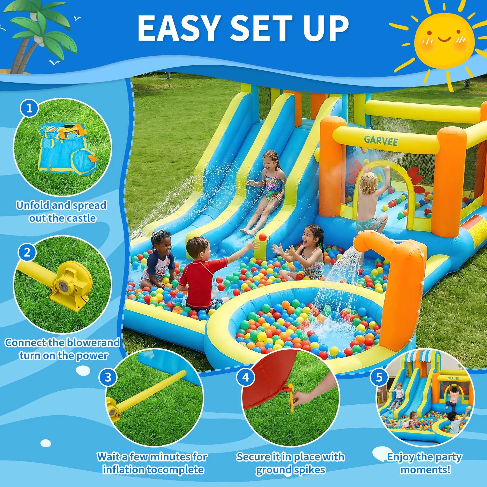 HiMISS Inflatable Water Slide Bounce House 8in1 Backyard by S And B Enterprise