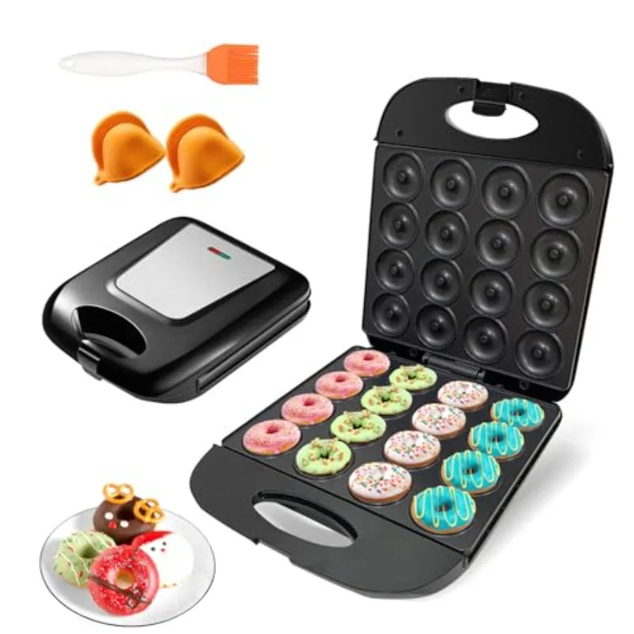 Mini Donut Maker 16-Hole Electric With Non-Stick Surface