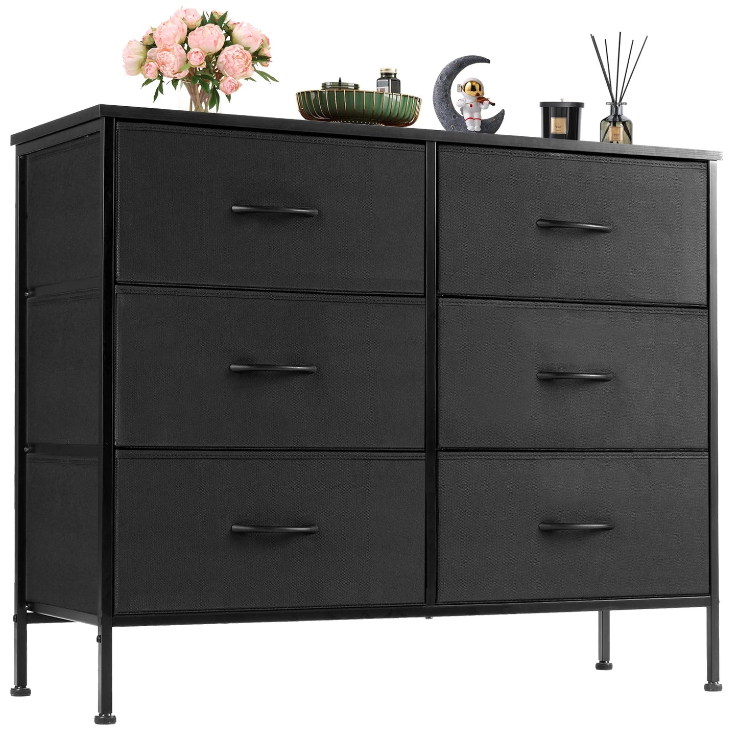 JHK Six Drawer Fabric Cabinet For Living Room Storage And Organization