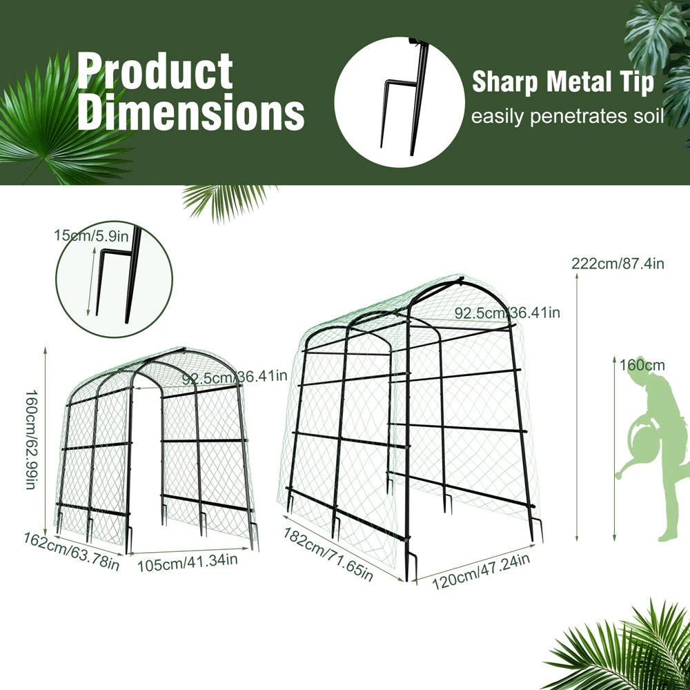 U-shaped metal garden plant trellis by S And B Enterprise; tall arched frames for climbing plants and vegetables, includes two trellises.
