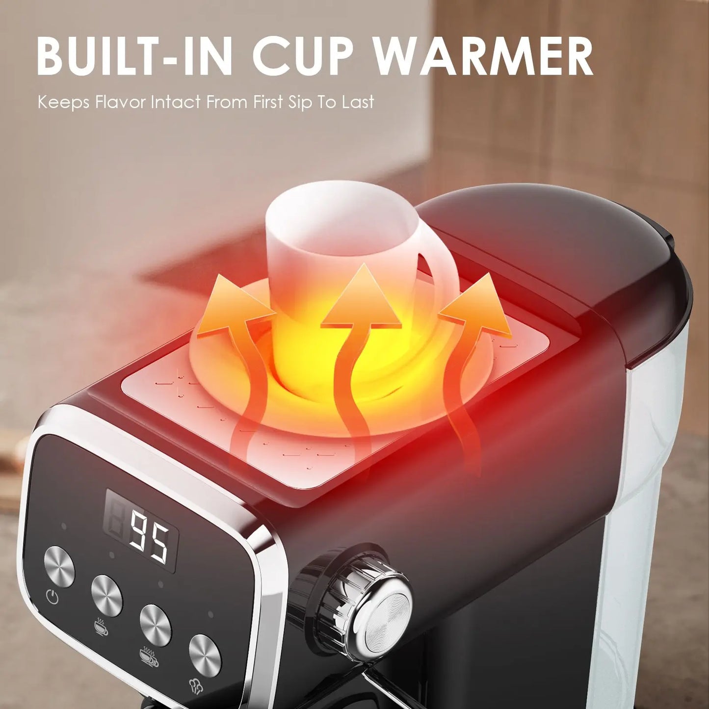 20 Bar Slim Espresso Machine With Milk Frother Cup Warmer by S And B Enterprise