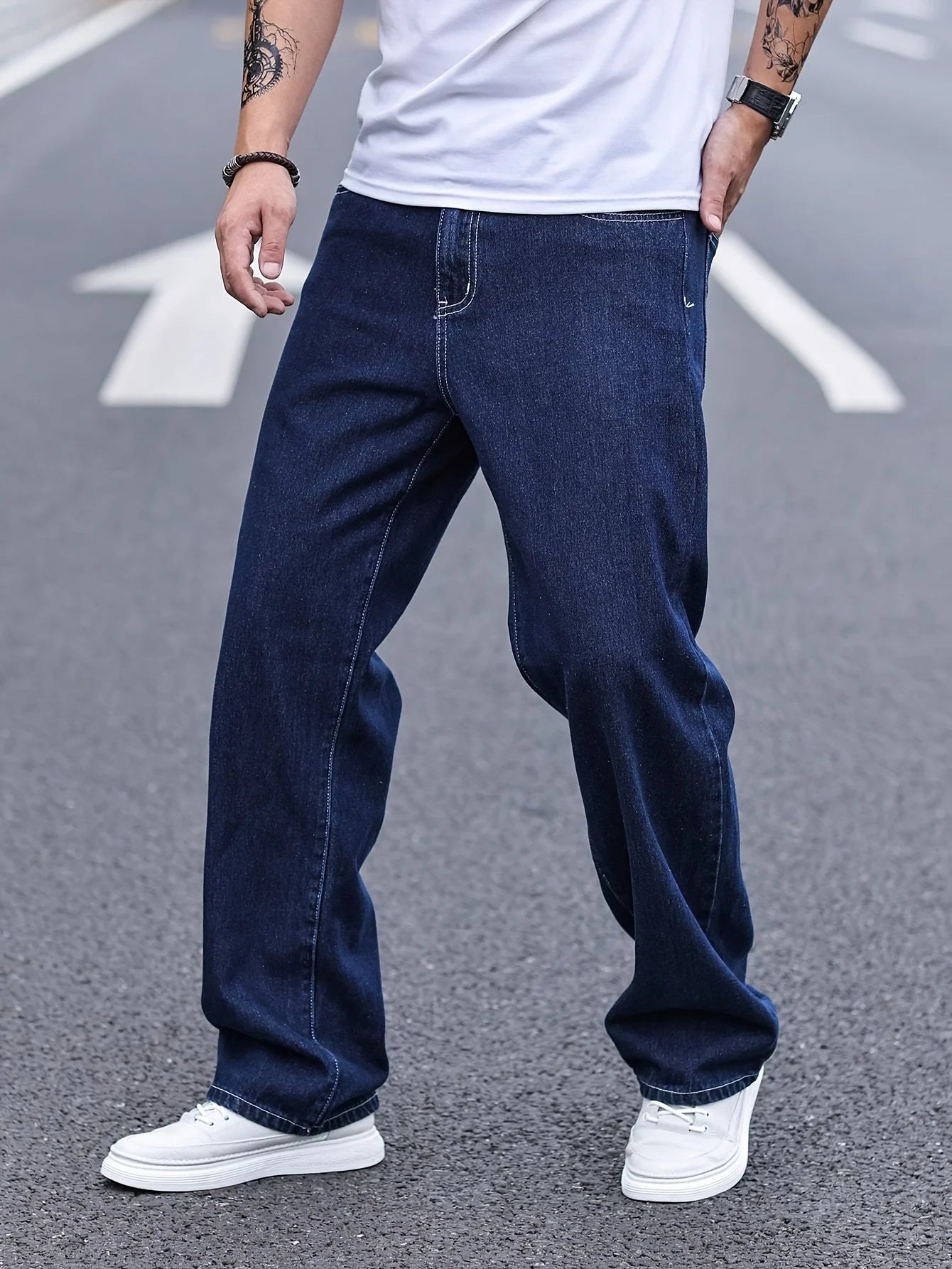Men's Loose Fit Cargo Jeans Hip Hop Streetwear Style