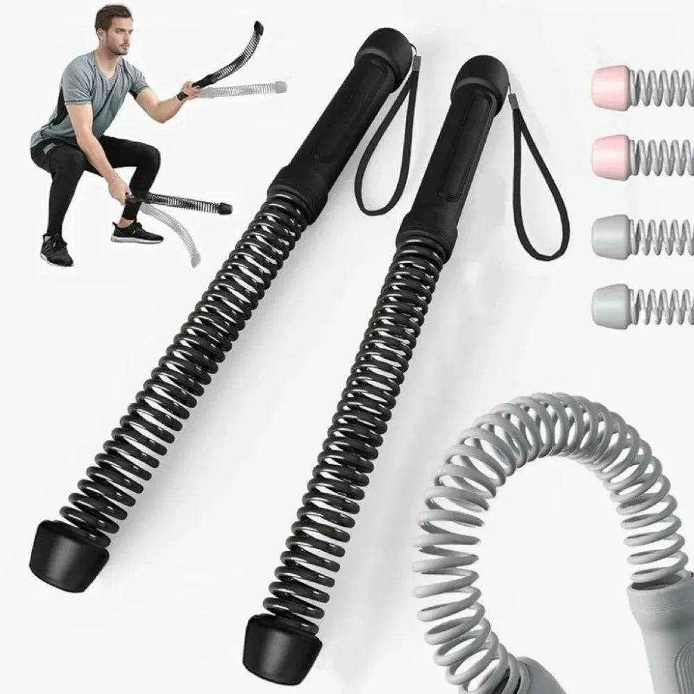 Pair of cordless weighted battle ropes by S And B Enterprise; black coiled resistance cords with handles for home gym
