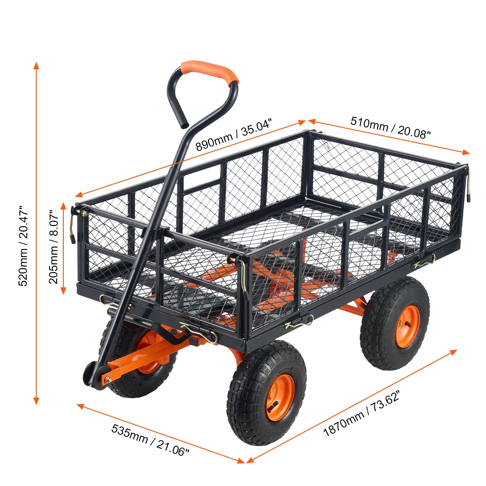 SucceBuy Garden Cart Sturdy Metal Utility Wagon with Simple Assembly Versatile Dump Cart Wheelbarrow with 400/880lbs Capacity by S And B Enterprise