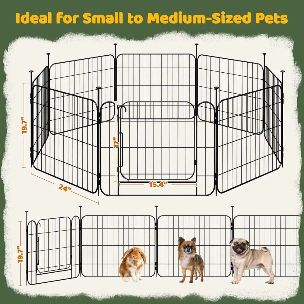 Expandable Dog Playpen 8 Panel With Door Indoor Outdoor Fence