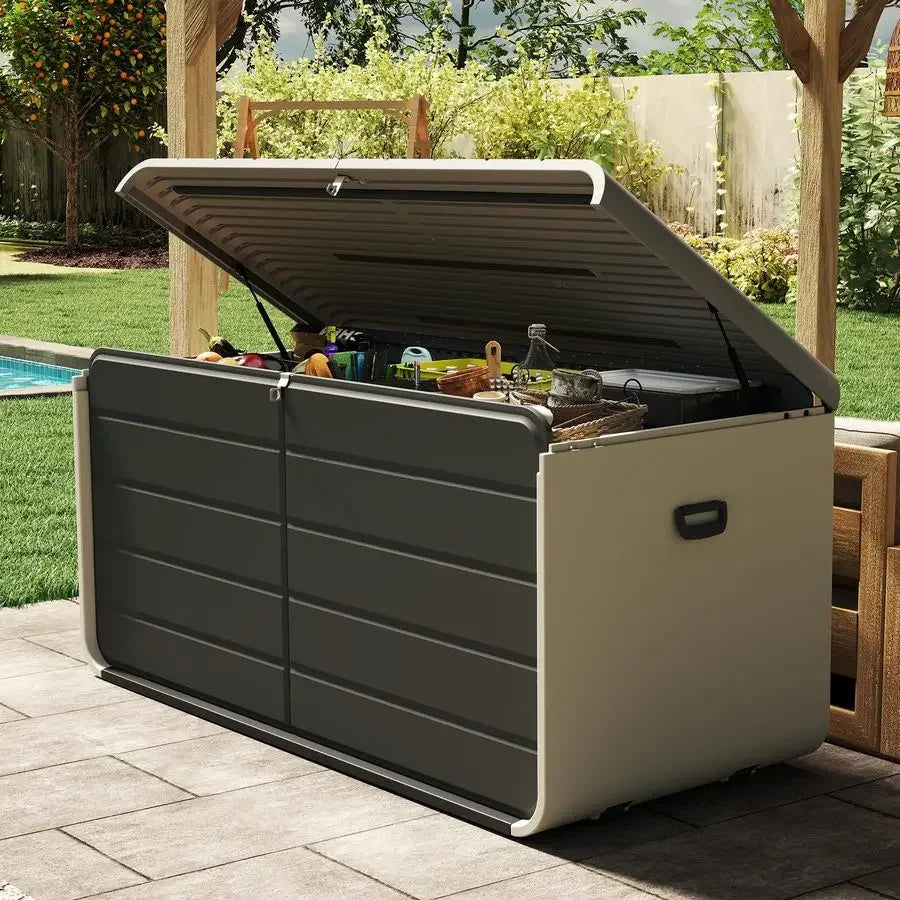 Resin Deck Box Outdoor Storage Waterproof Lockable Bin by S And B Enterprise