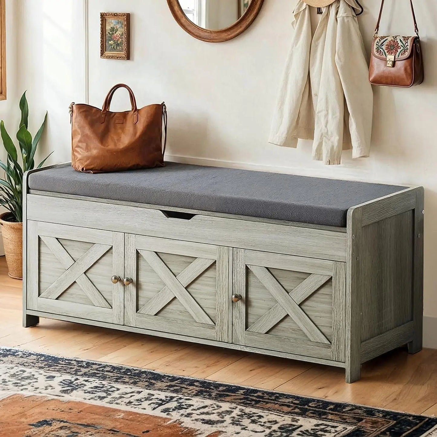 Shoe Storage Bench With Cushioned Seat And Lift Top by S And B Enterprise