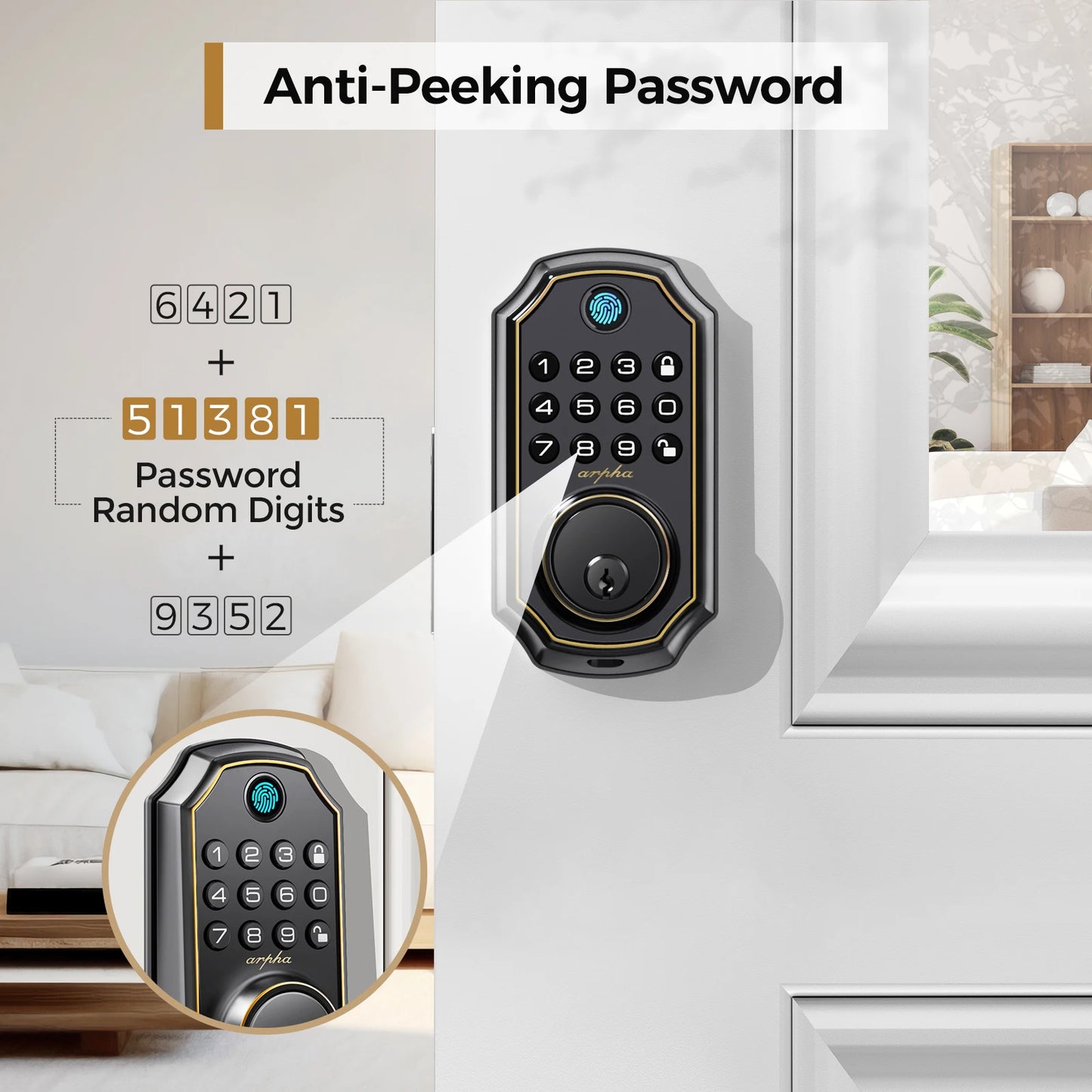 Arpha D280 Smart Keyless Entry Deadbolt With Fingerprint And Keypad